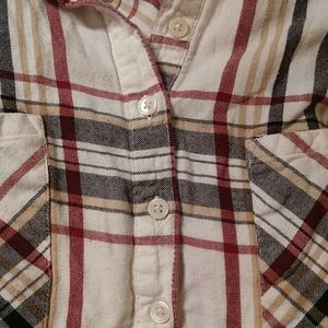 Long Sleeve Plaid Brushed Cotton Top XL
